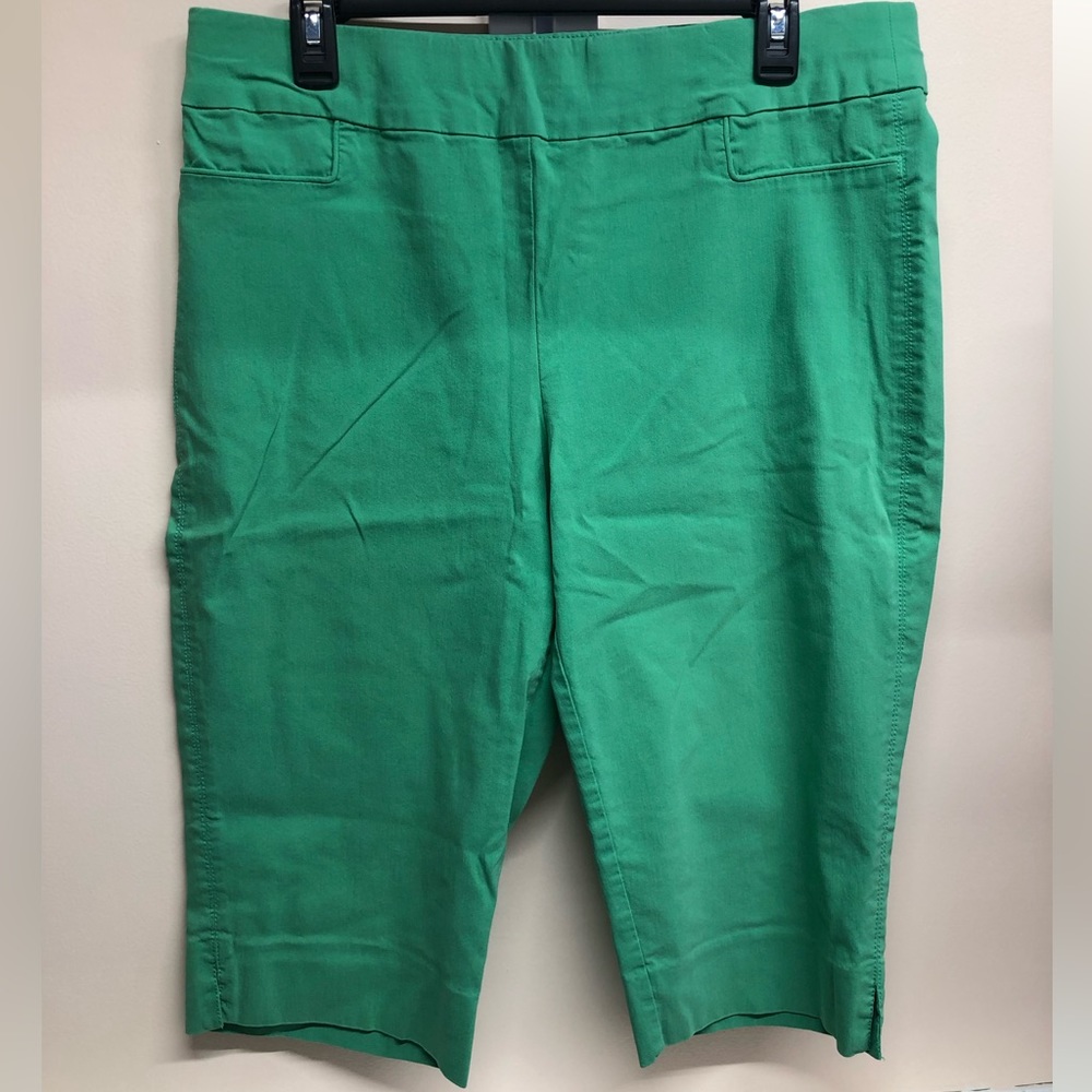 Green capris with elastic band petite